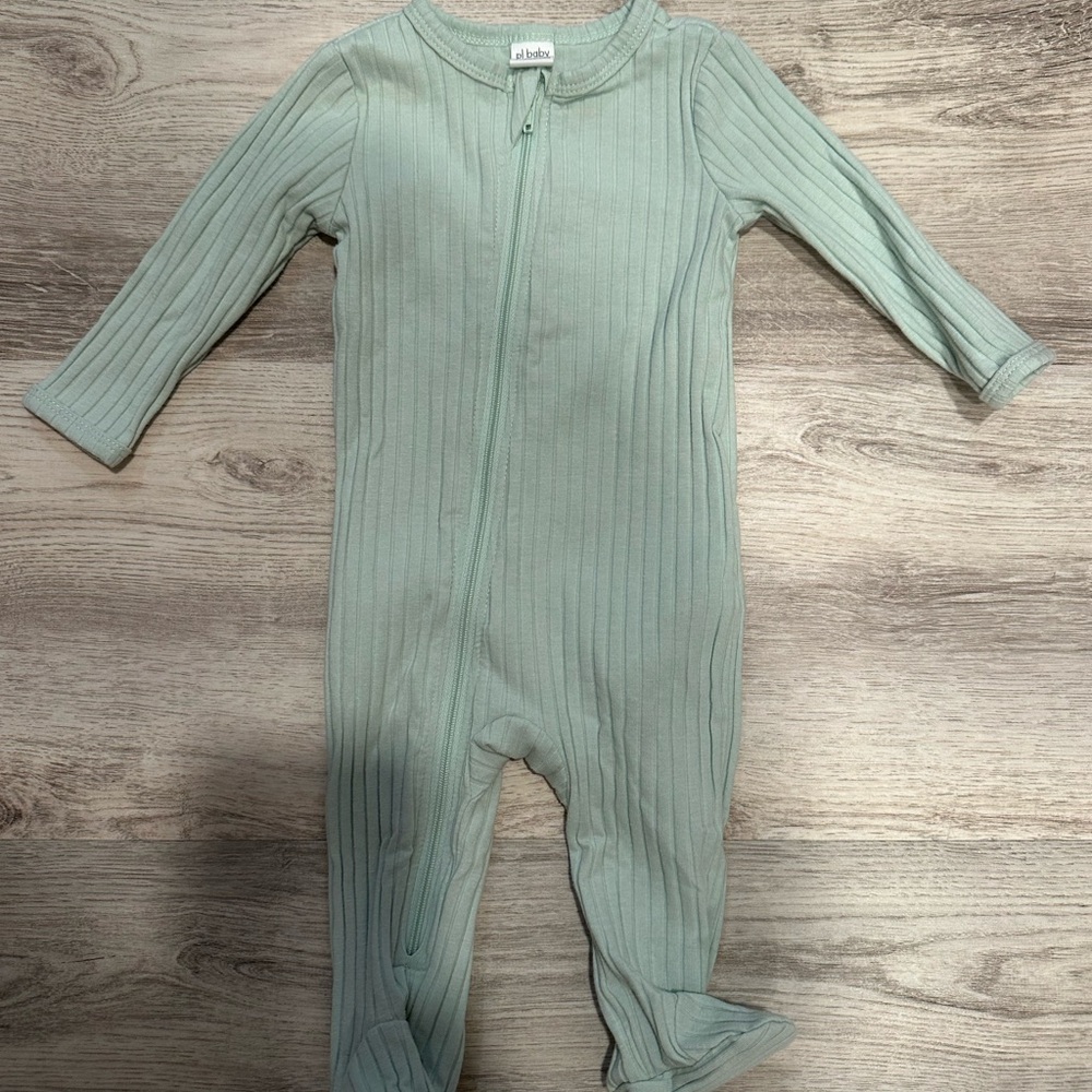 Pl baby Green Ribbed Kids Footie